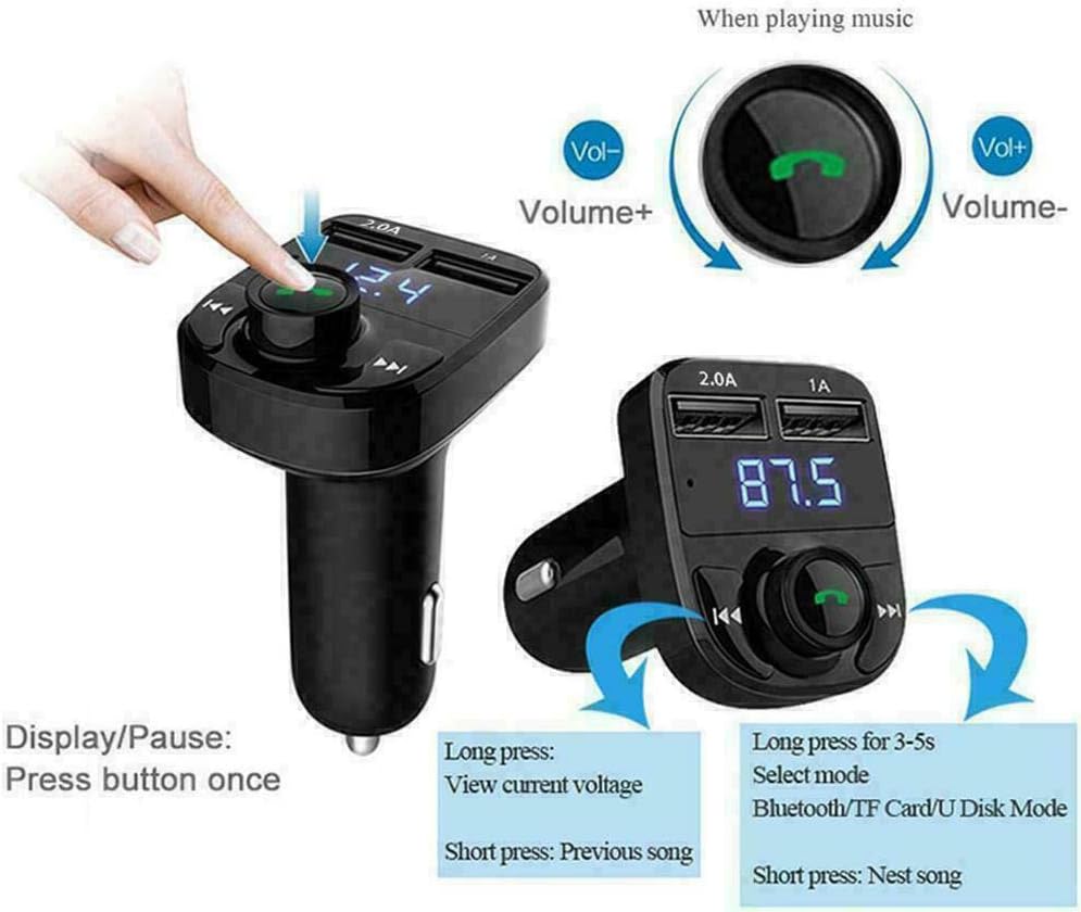 Vdenmenz Car Wireless FM Transmitter – Bluetooth Audio Adapter with Hands-Free Calling & Dual USB Charging