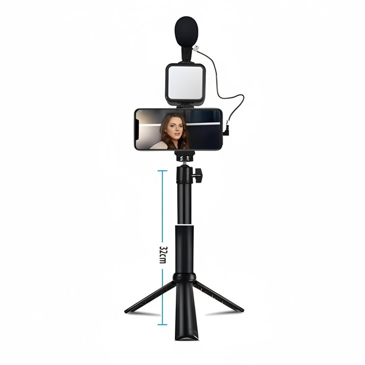 Plokama PK-772 video making kit with microphone LED light and tripod
