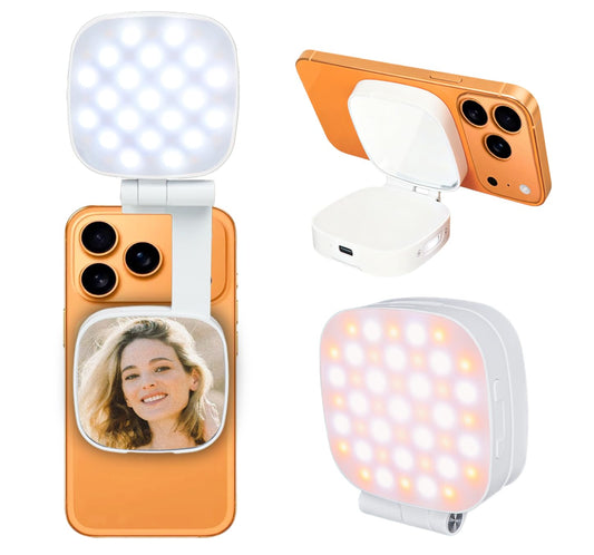 Magnetic 3-in-1 Selfie Ring Light with Mirror – MagSafe Compatible