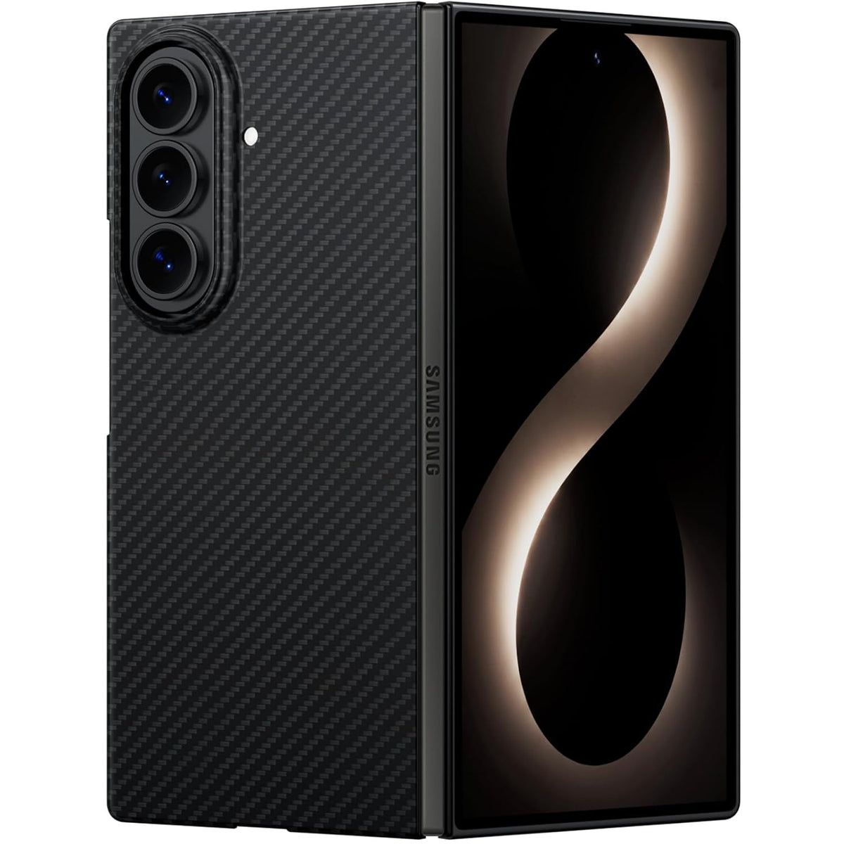 Carbon Fiber Slim Case for Samsung Galaxy Z Fold 8 – black carbon texture back