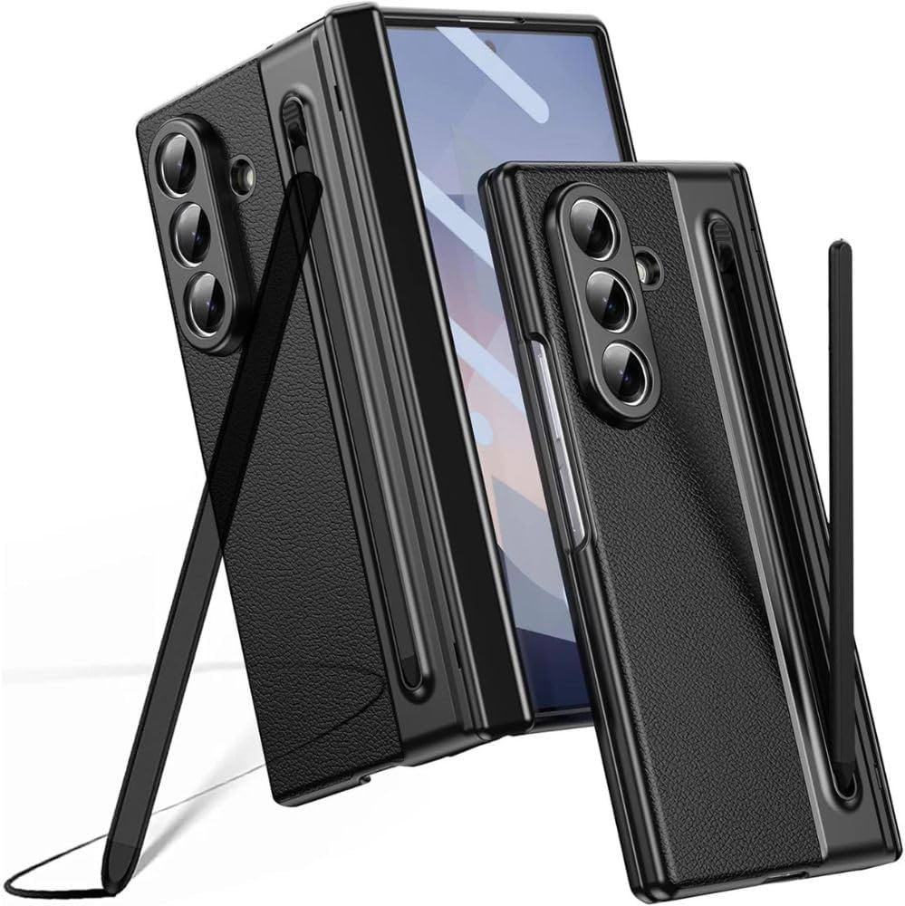 Samsung Galaxy Z Fold7 leather case with built-in S Pen holder
