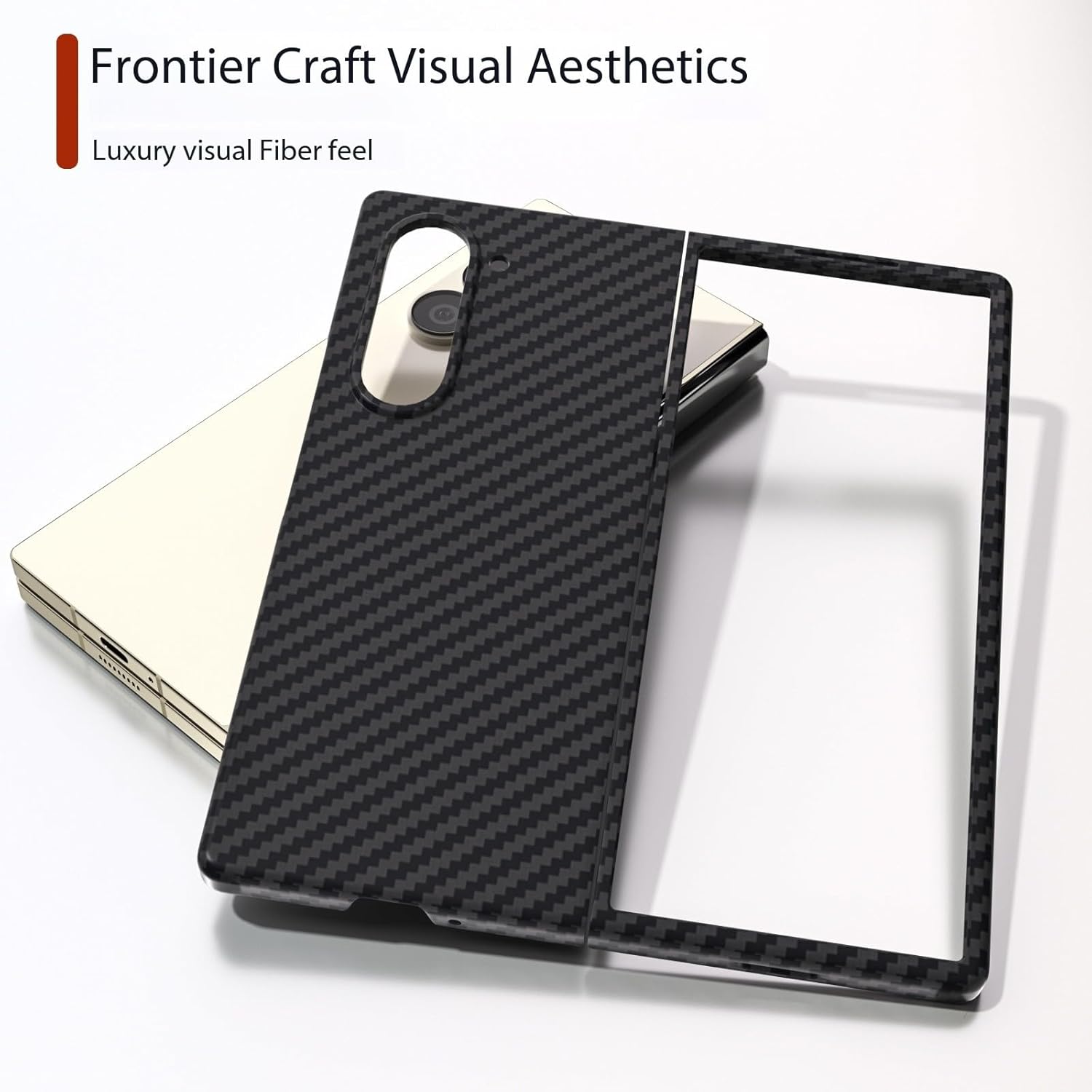 Carbon Fiber Texture Case Z Fold 7 Black – Two-Piece Shell
