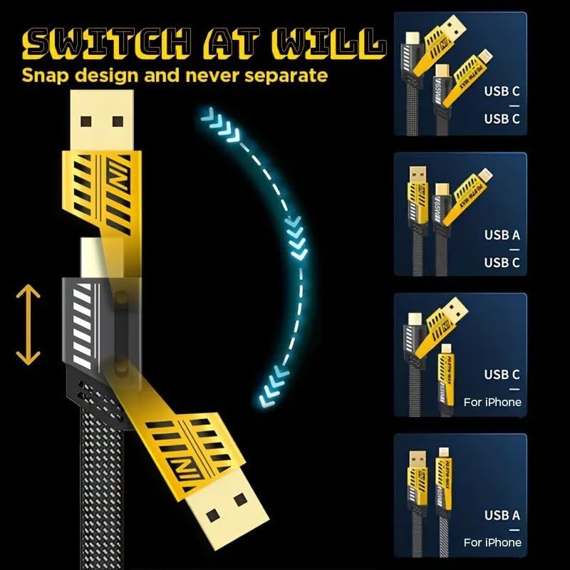 4-in-1 USB-C Charger Cable 65W – Fast Charging & Data Sync