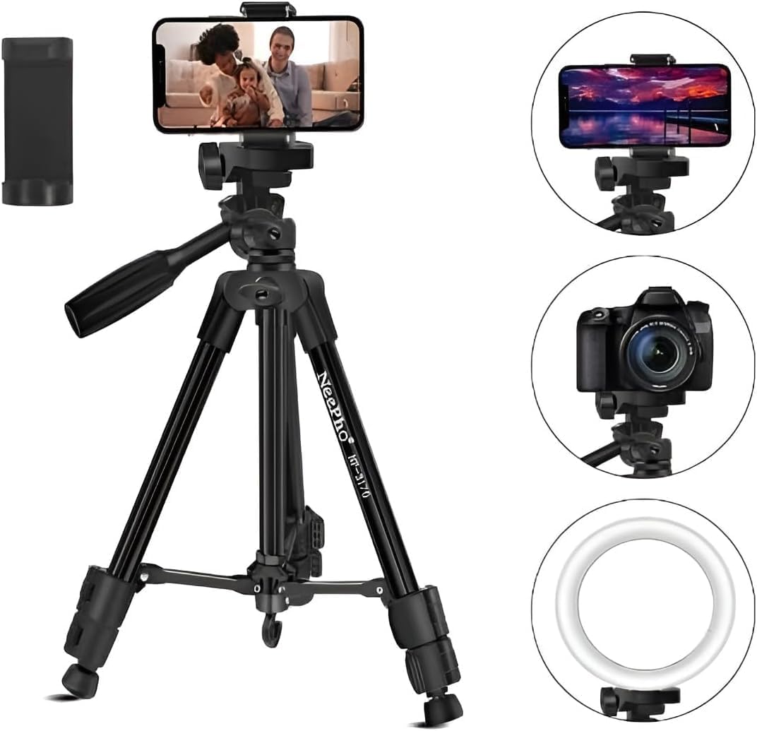 Neepho NP-3170 Tripod – Adjustable Lightweight Tripod with Phone & Camera Mount