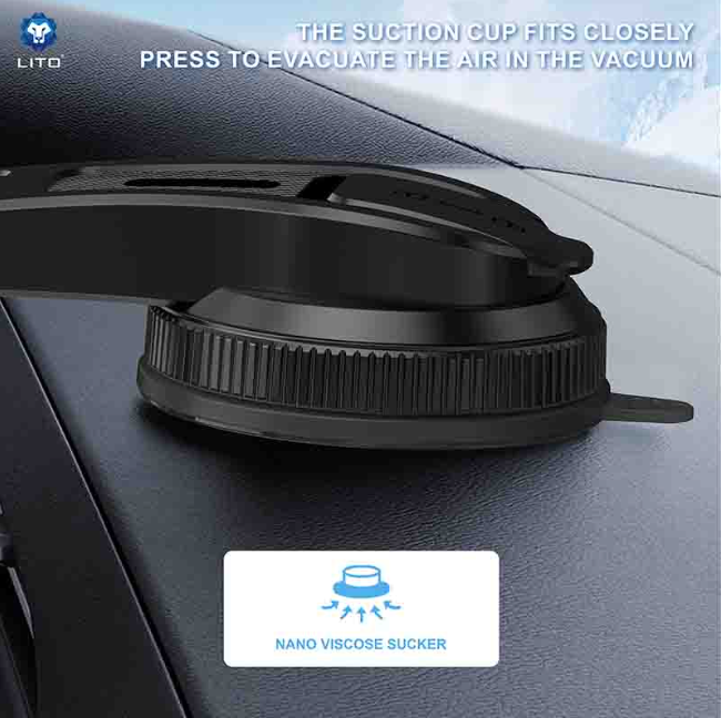 LITO LT-W11 magnetic car phone holder - black design detail