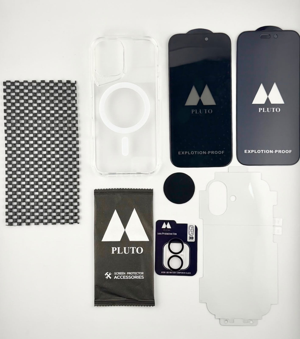 PLUTO 10-in-1 iPhone 17 Kit Contents – MagSafe Case, Glass, Lens Guard