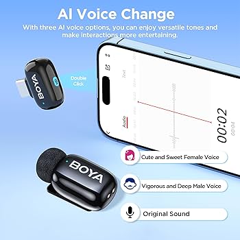 BOYA Mini Dual Type-C Microphone with AI Voice & Noise Cancellation