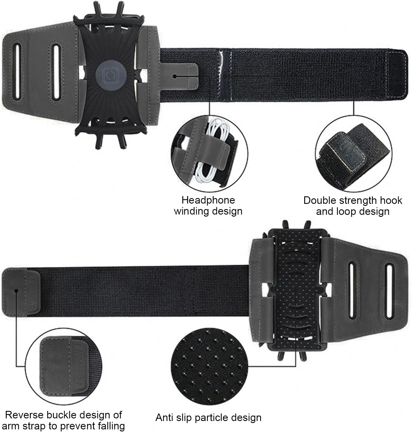 Rotating wristband phone holder worn on wrist while running