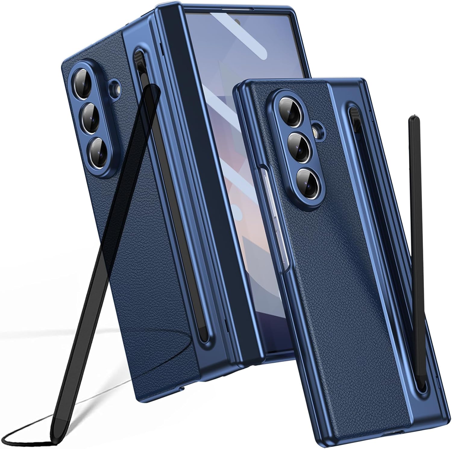Luxury leather case for Galaxy Z Fold7 with hinge protection