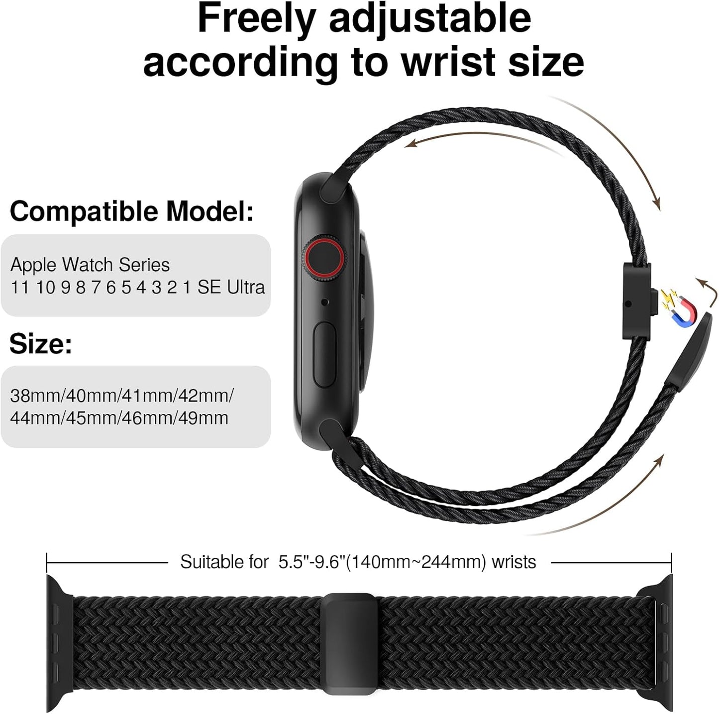 Comfort-Fit Apple Watch Band – Soft Braided Stretch Strap