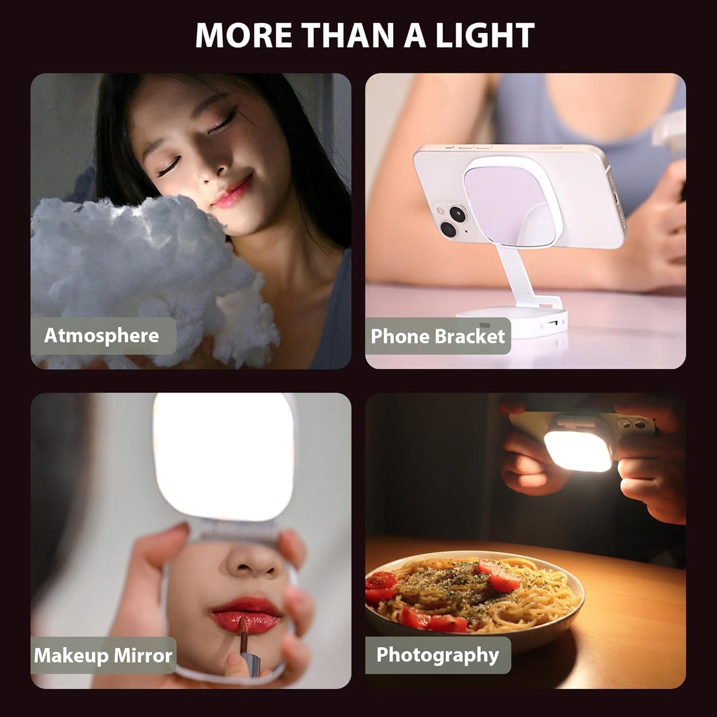 Magnetic 3-in-1 Selfie Ring Light with Mirror – MagSafe Compatible