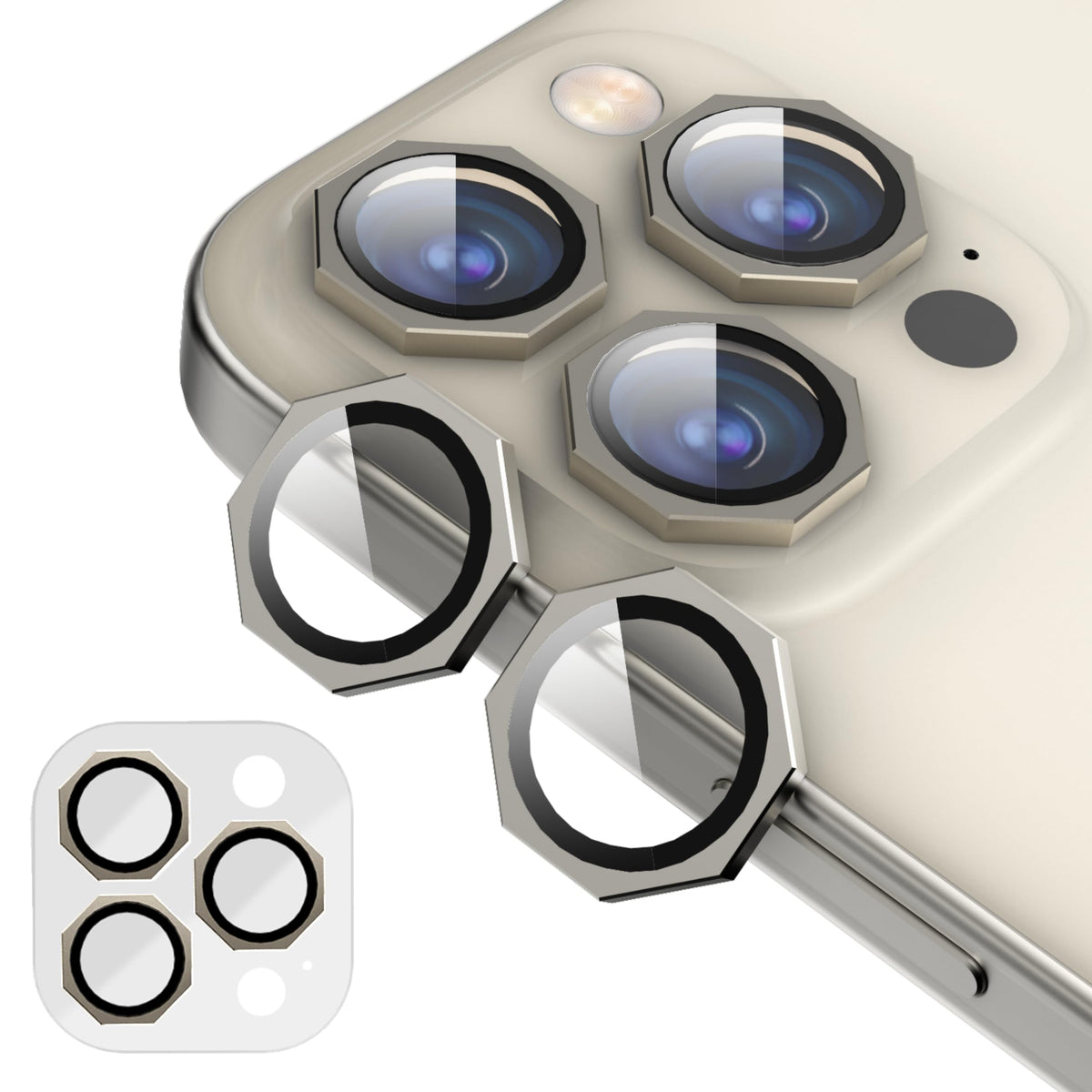 octagon shape camera protector for iPhone lens