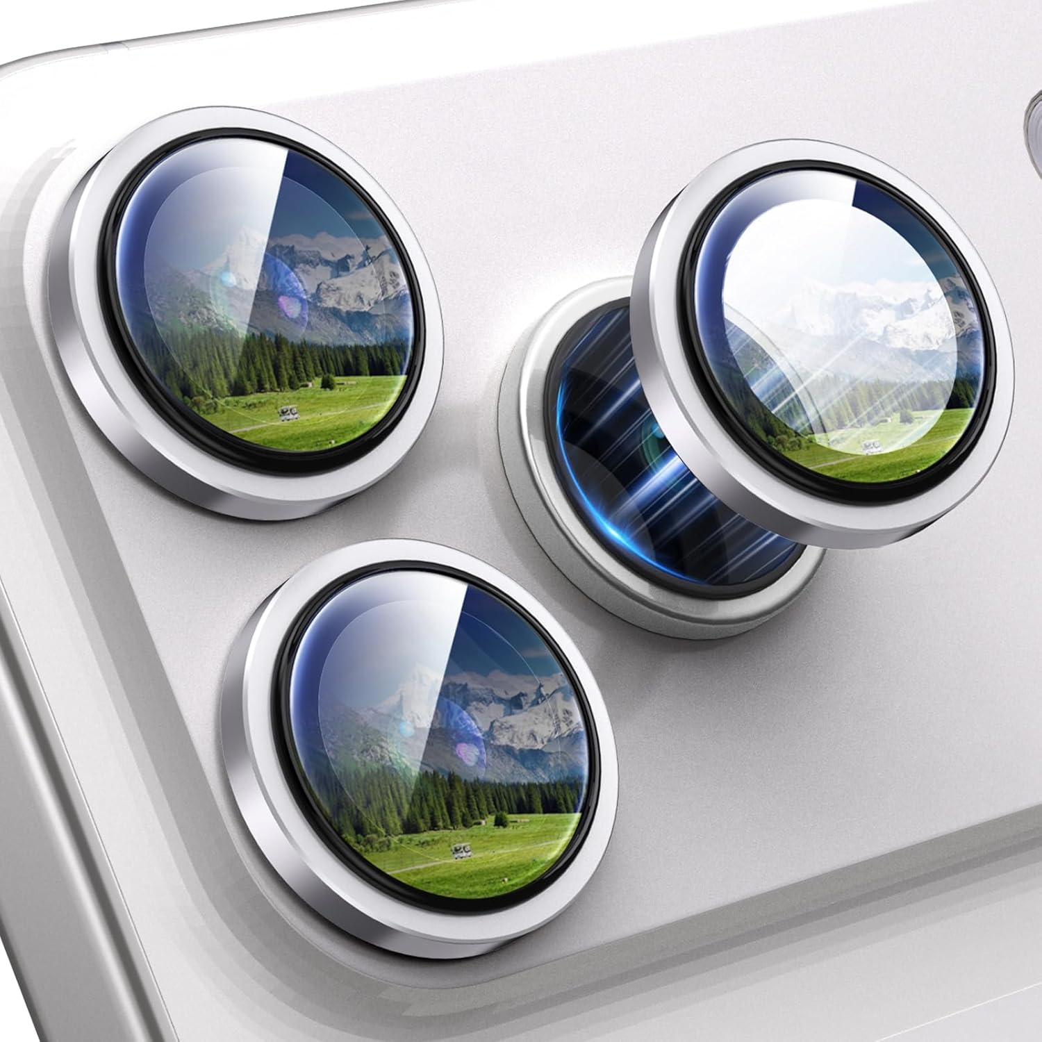 iPhone 17 Camera Lens Protector Set – Silver Ring Color
