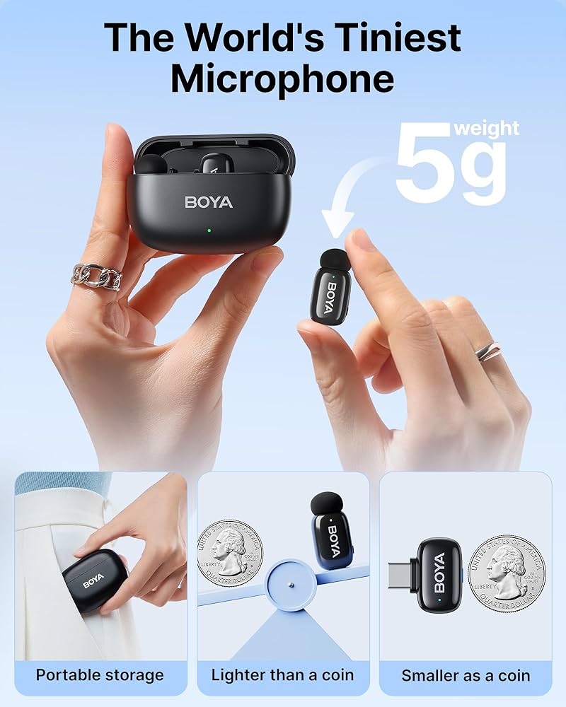 BOYA Mini Dual Type-C Microphone with AI Voice & Noise Cancellation