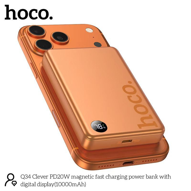 HOCO Q34 Clever PD20W Magnetic Fast Charging Power Bank – 10,000mAh with Digital Display