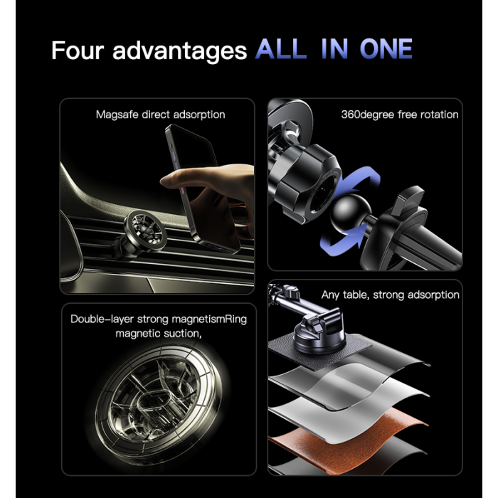 Magnetic Car Phone Holder Long Arm – Yesido C158, Vent/Dashboard