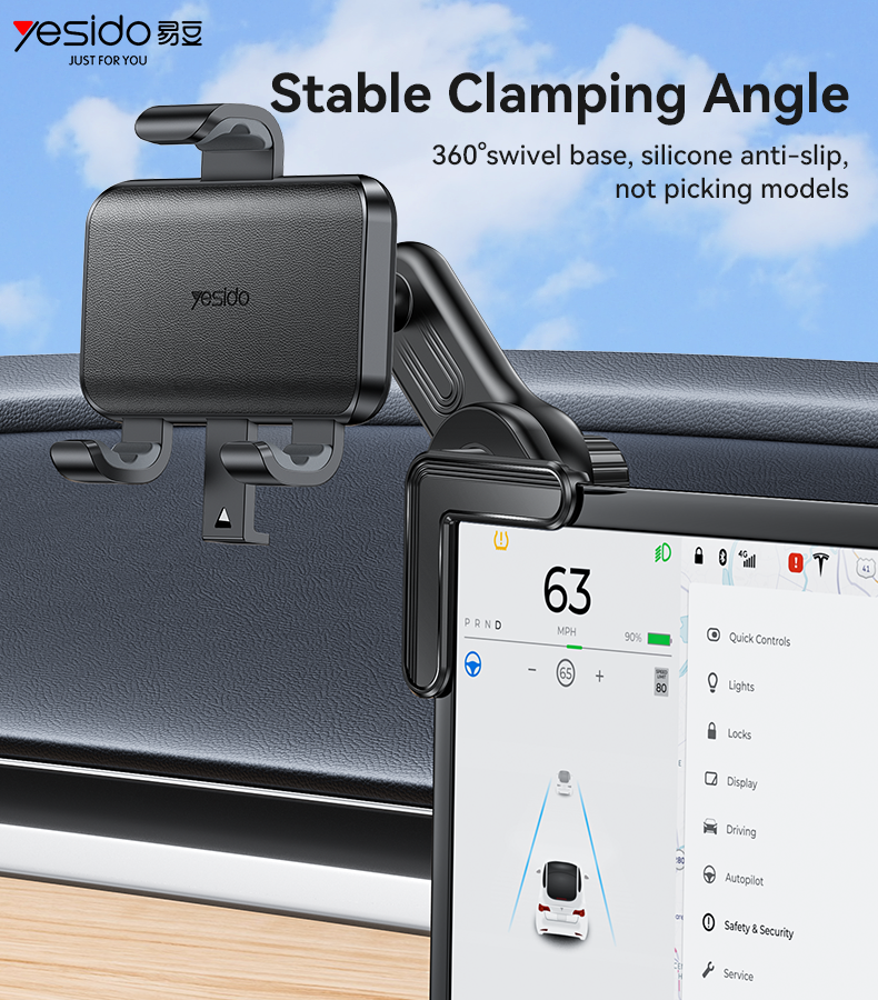 Yesido C250 360 Rotating Screen Snap-on Press Clip Phone Holder