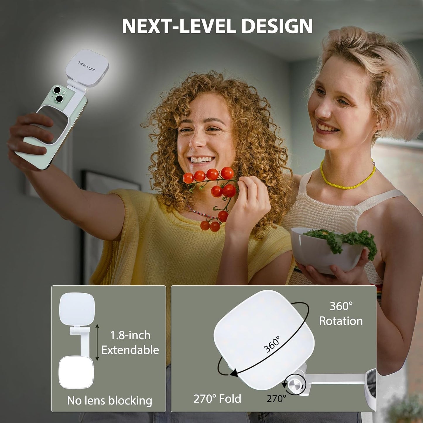 Magnetic 3-in-1 Selfie Ring Light with Mirror – MagSafe Compatible