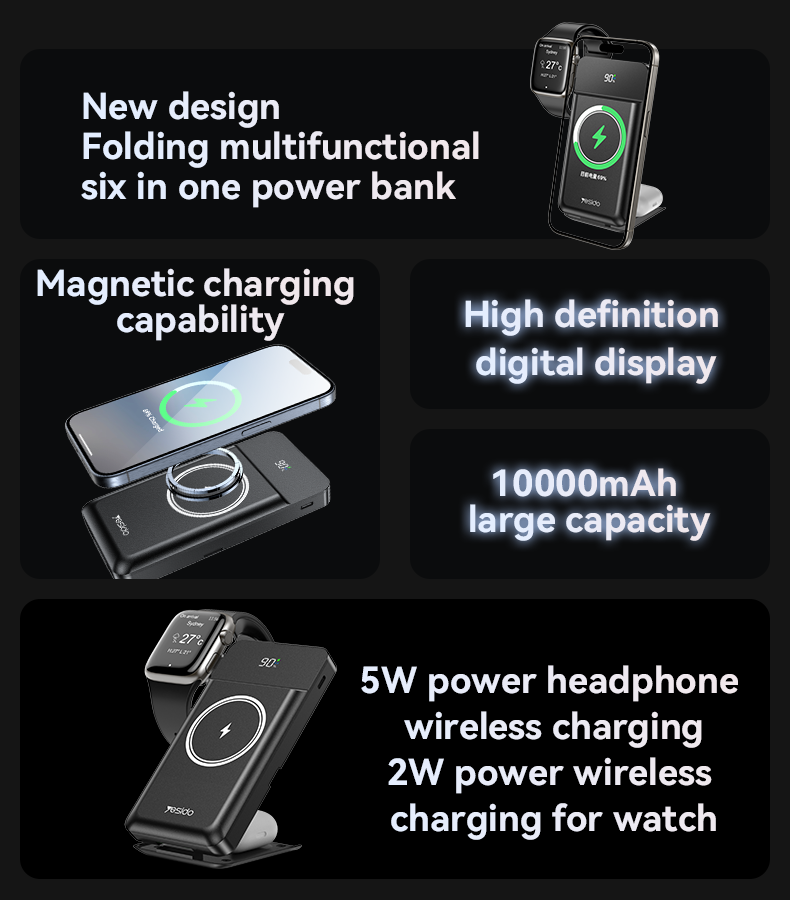 Yesido YP69 power bank - LED battery percentage display