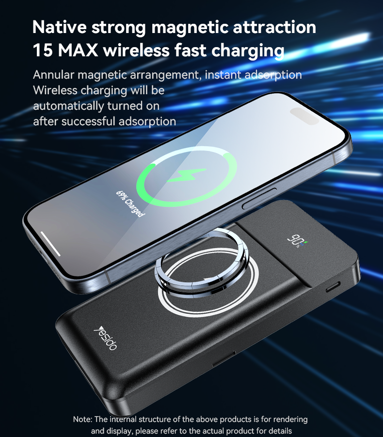 Yesido YP69 power bank - USB-A and Type-C output ports
