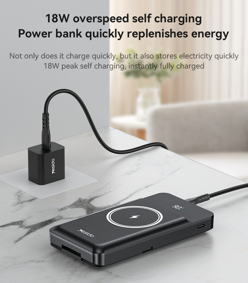 Yesido YP69 10000mAh magnetic power bank - size and design