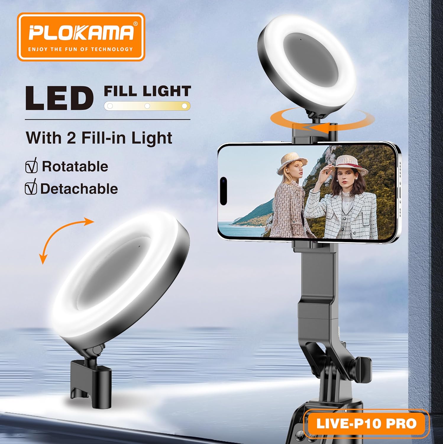 Plokama Live P10 Pro foldable tripod compact design
