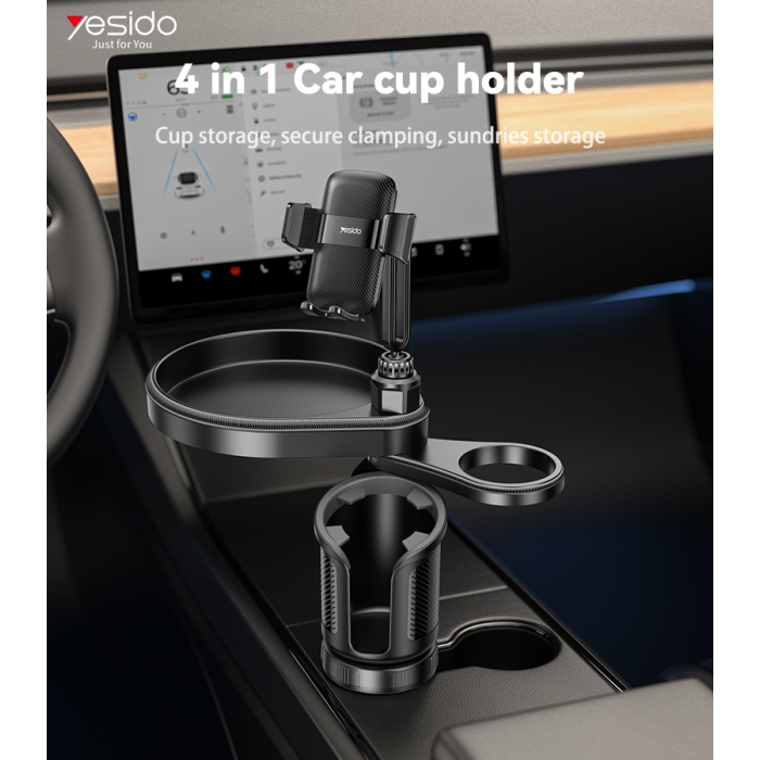 Yesido C274 720° Rotating Phone Mount – 4-in-1 Multifunctional Car Cup Holder
