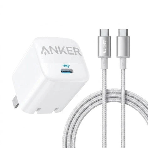 Anker 30W fast charger adapter with USB-C cable in retail packaging
