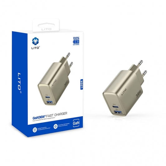 LITO fast charger with packaging on a white background