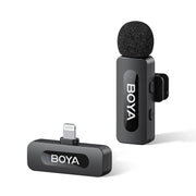 BOYA BY-V1 wireless microphone iPhone Lightning clip-on front view
