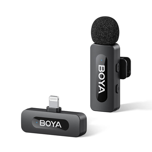 BOYA BY-V1 Wireless Microphone for iPhone – Compact Clip-On Mic with Lightning Receiver