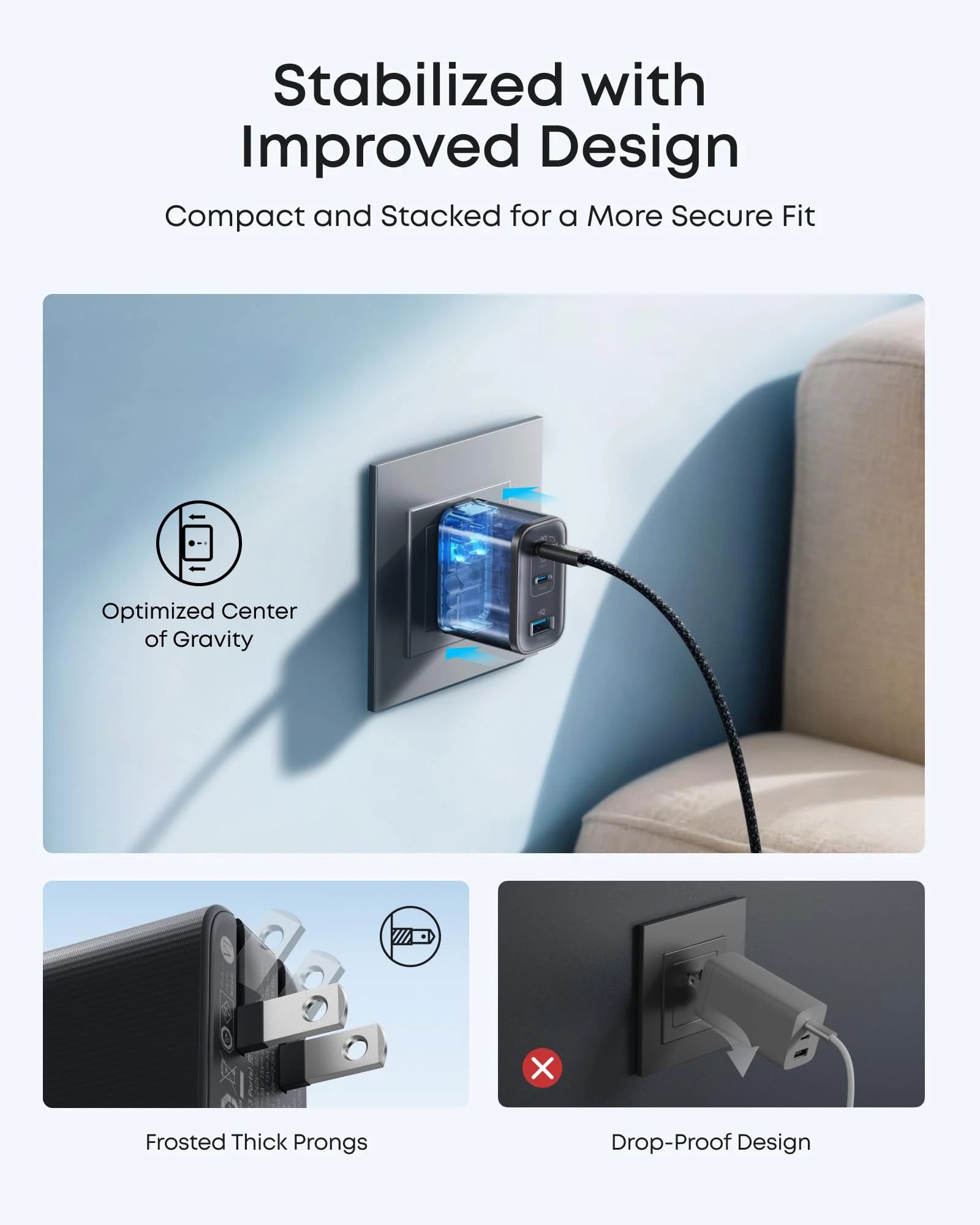 Anker Nano 70W 3-Port Charger Black – Fast Charging Phone and Laptop