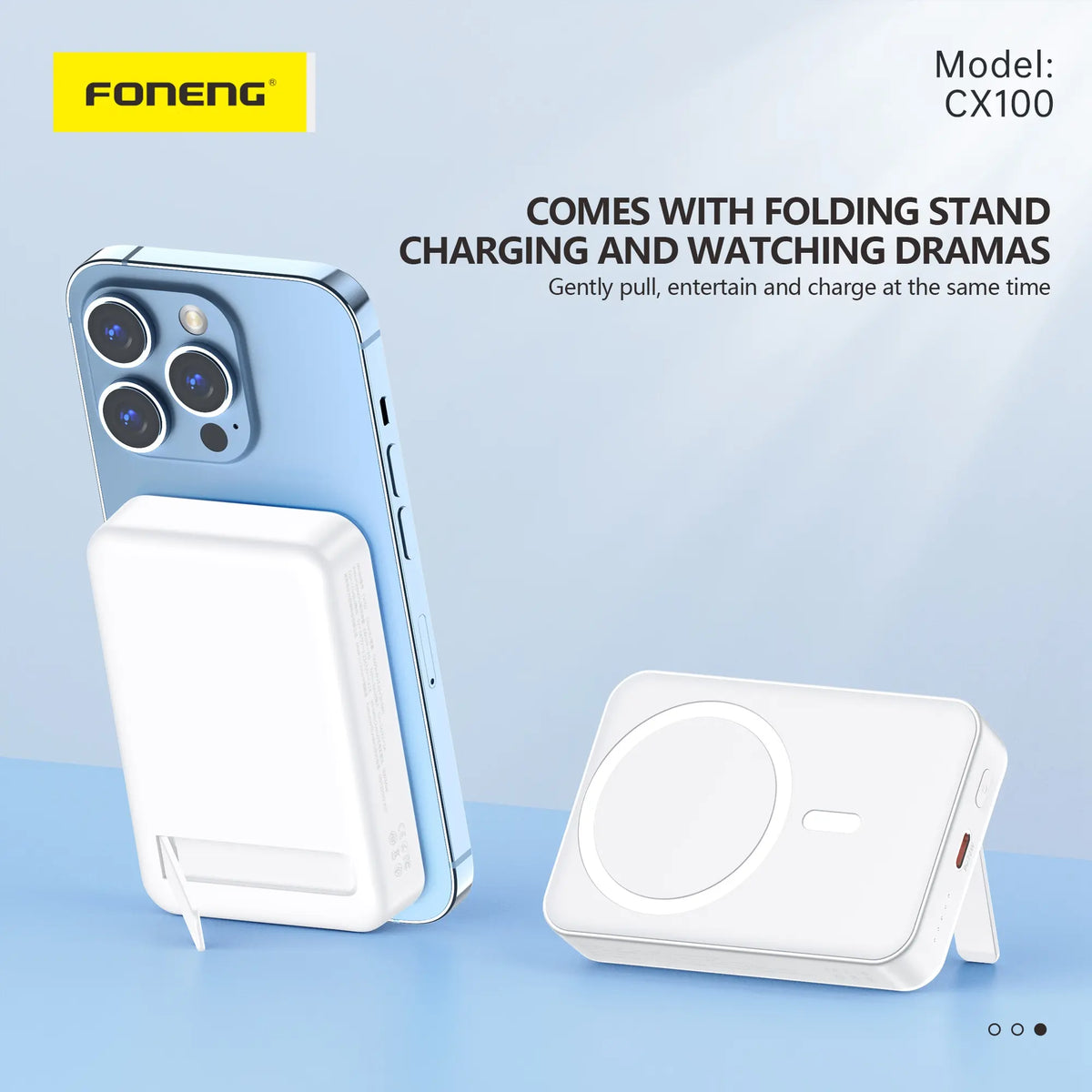 FONENG CX100 magnetic power bank – USB-C fast charge, 198g