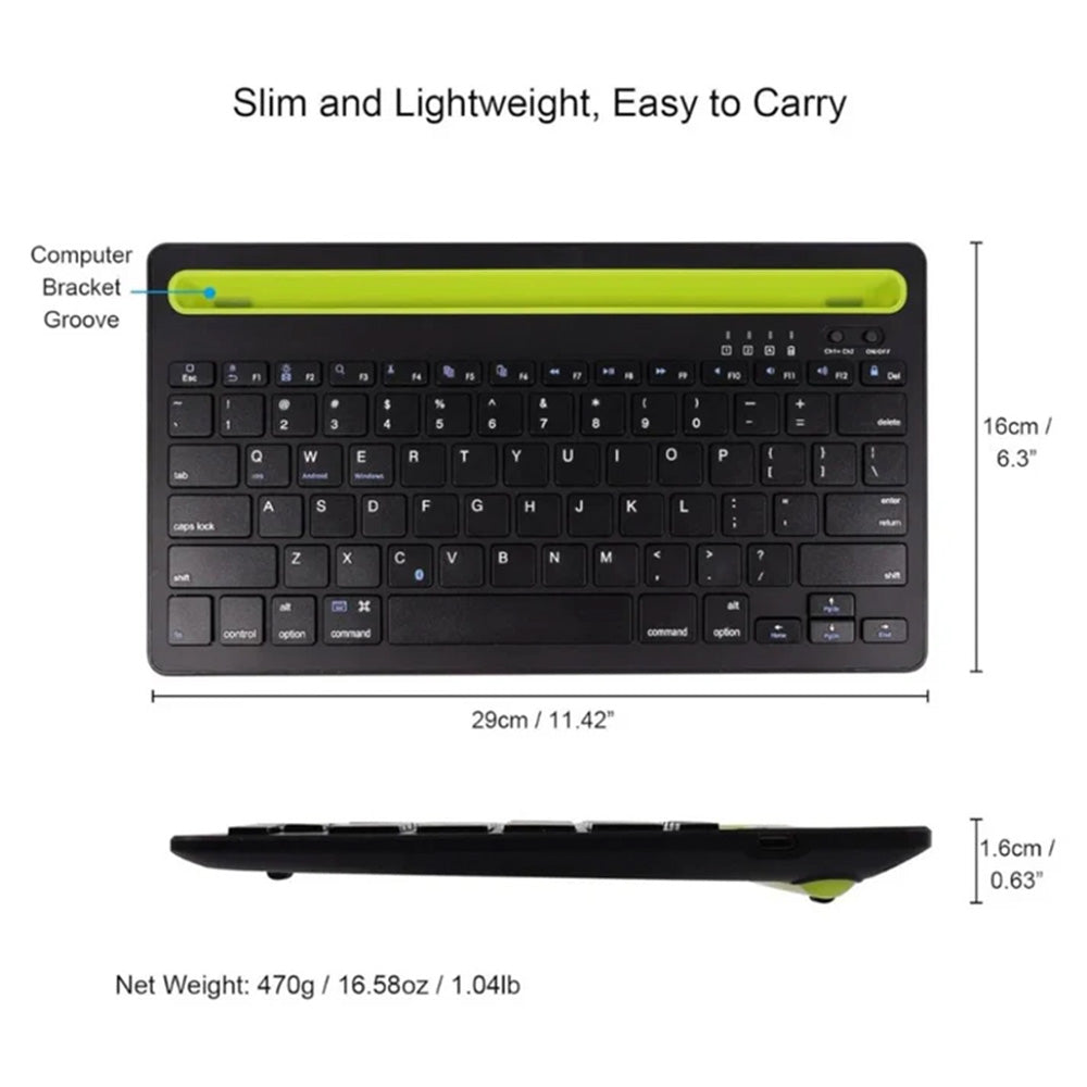 Close-up of Coteci dual mode keyboard showing compact layout.
