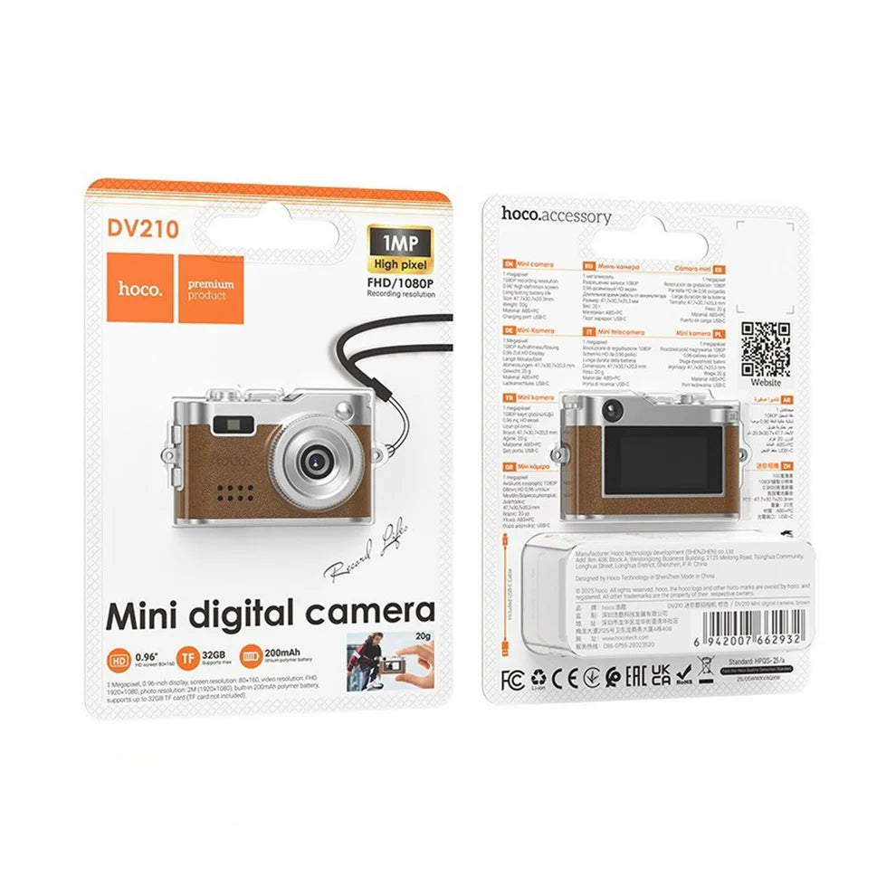 Portable HOCO DV210 1080P mini camera with 32GB storage
