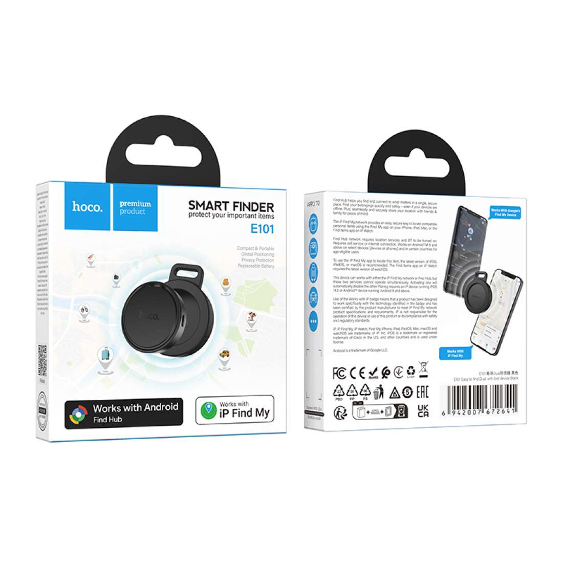 HOCO E101 Smart Finder (iOS & Android) – Black