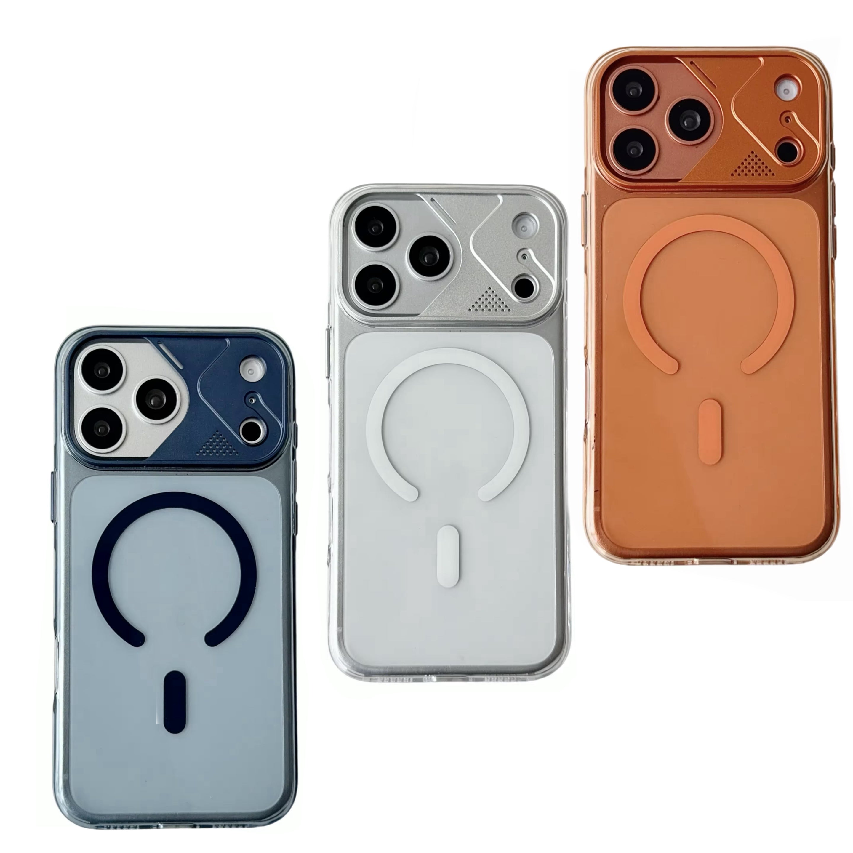 Transparent shockproof phone case with metal lens protection frame