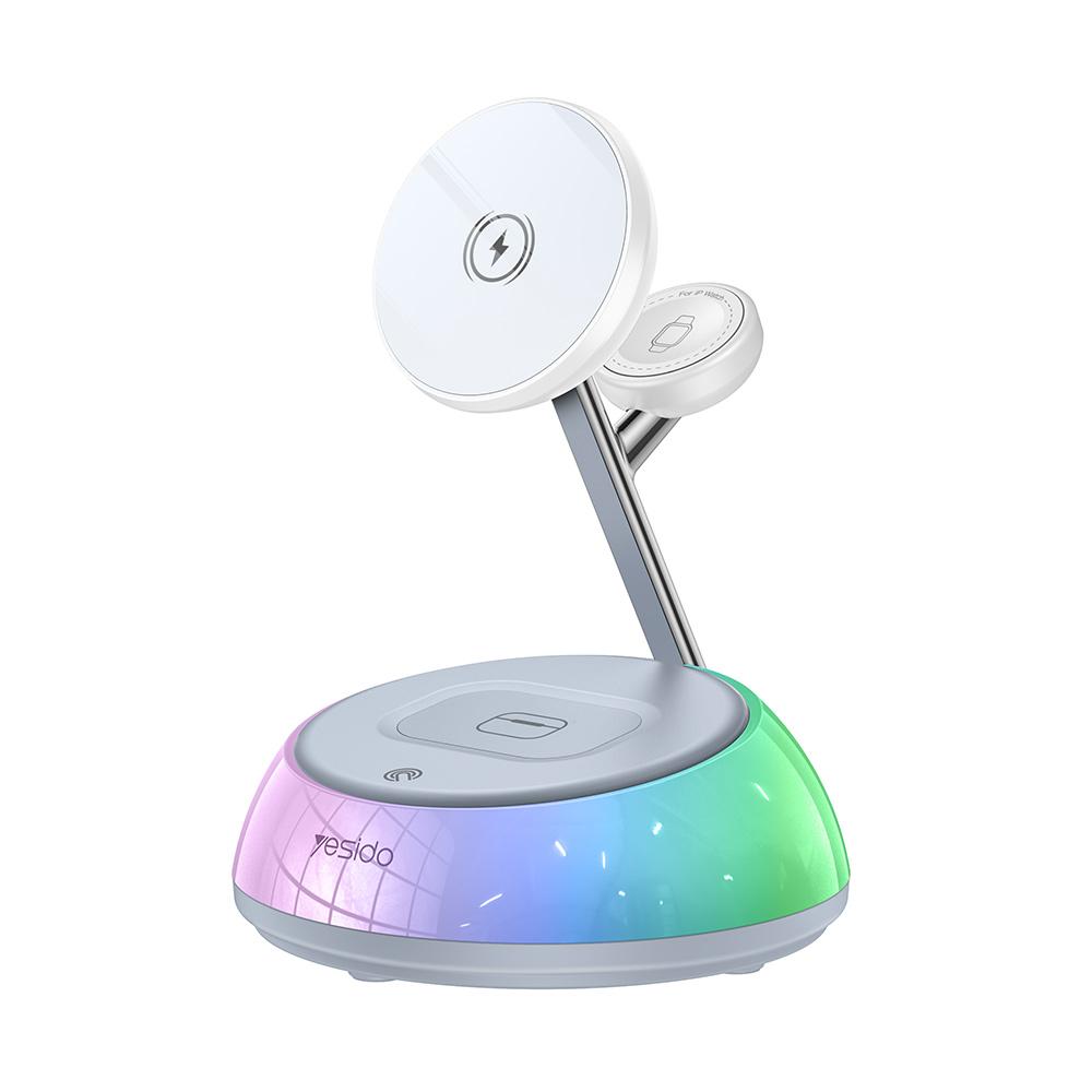Yesido DS31 3-in-1 Magnetic Wireless Charging Stand White – 15W