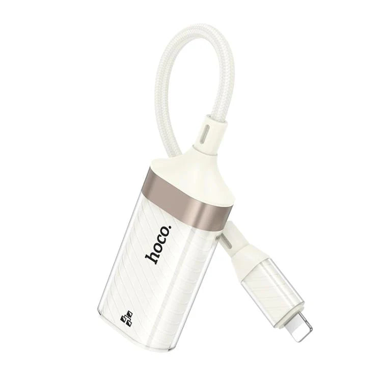 Hoco Crystal Ethernet adapter with Lightning connector and RJ45 port

