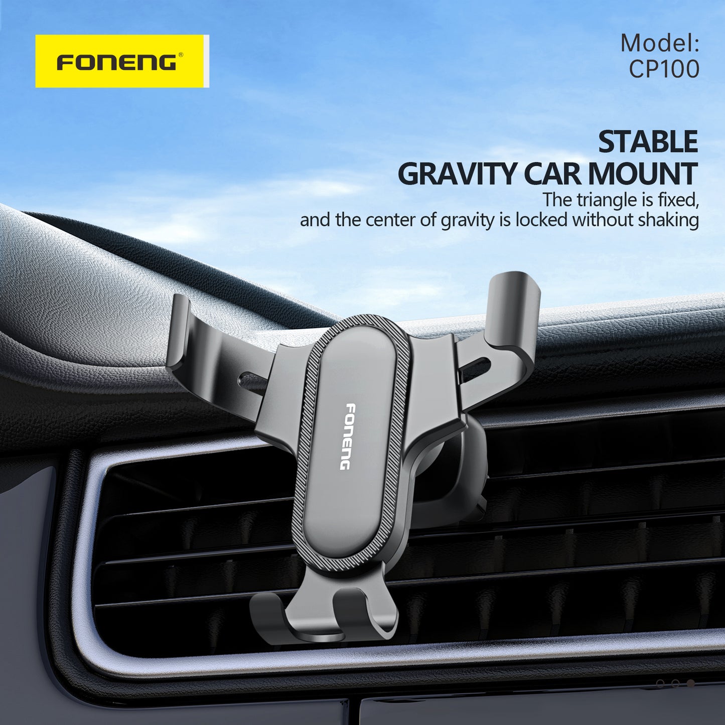 FONENG CP100 Gravity Air Vent Car Phone Holder – Secure, One-Handed Mount
