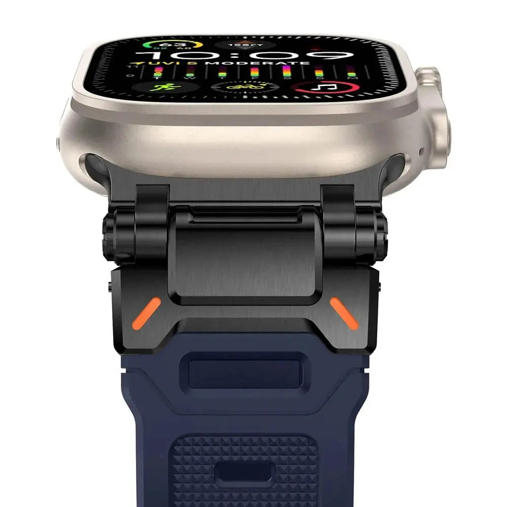 Apple Watch Armor Design Strap| FKM Rubber & Black Stainless Steel