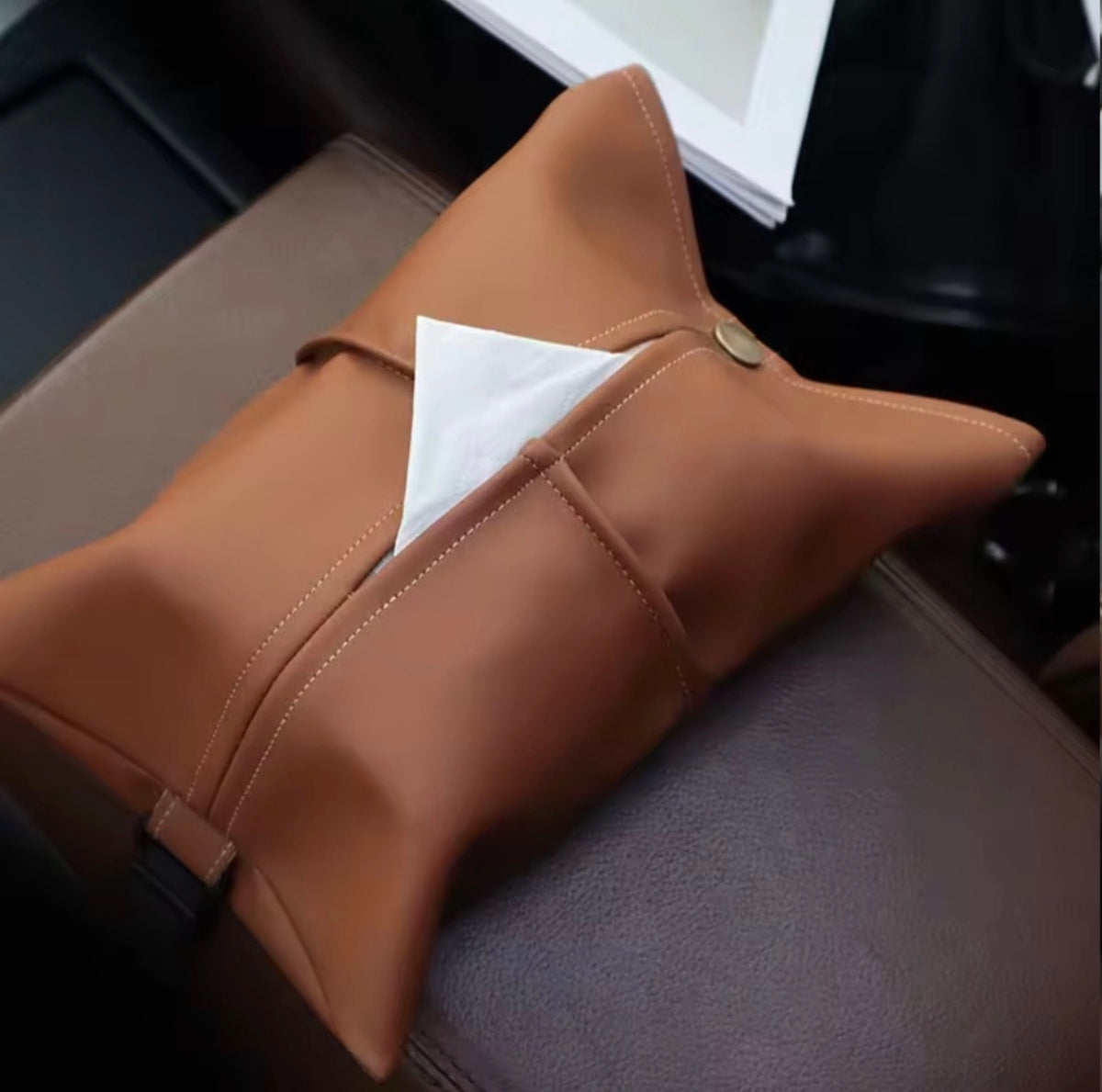 Car Headrest Tissue Box Holder with Dual Hooks