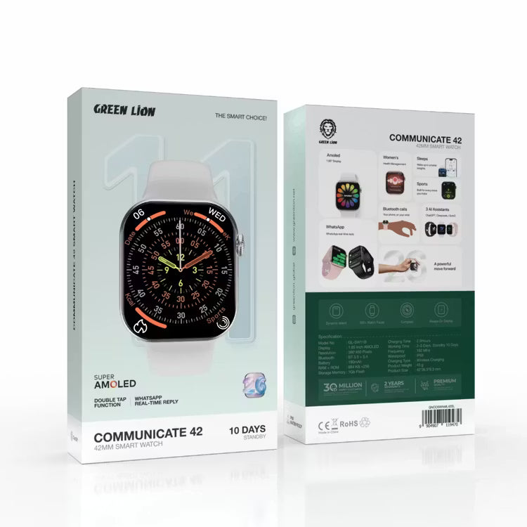 Green Lion Communicate 42 Smart Watch – WhatsApp | Amoled screen