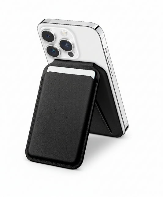 Magnetic Black Wallet Stand –Card Holder & Phone Stand