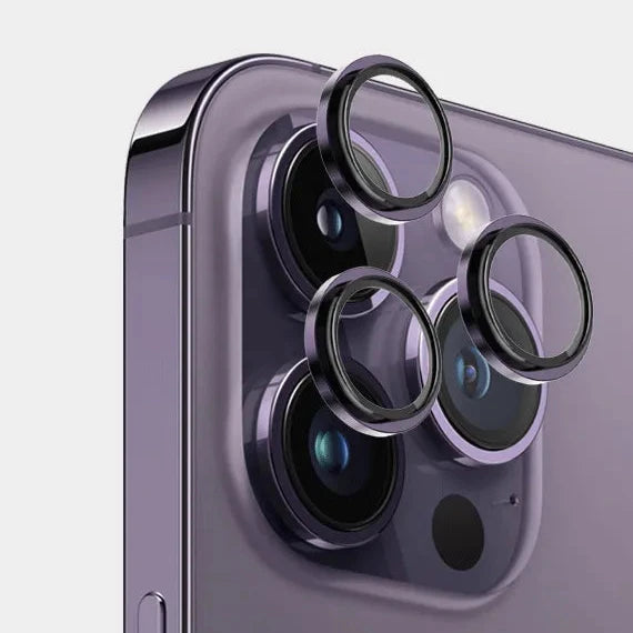 iPhone 14 camera lens protector set front view black ring