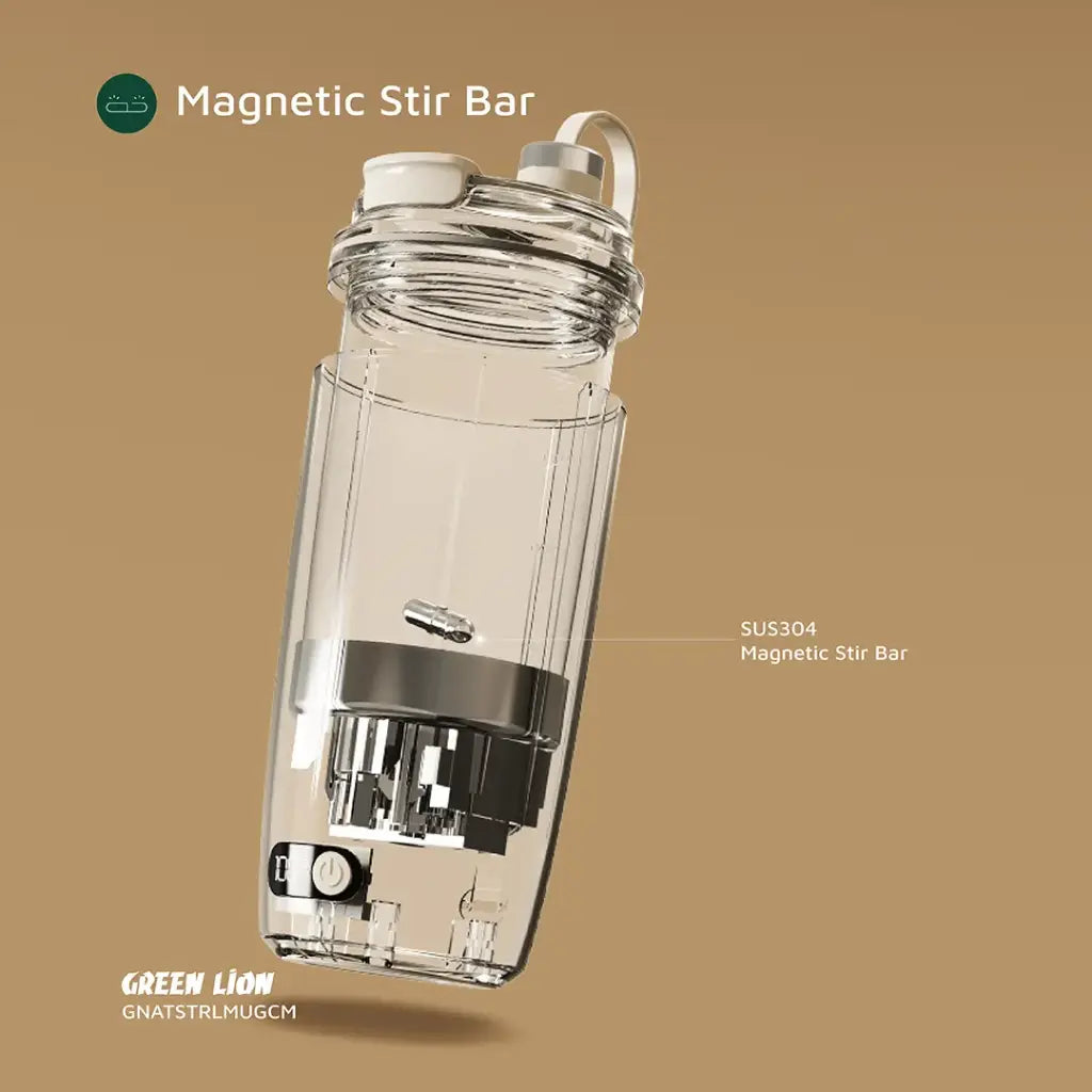 Rechargeable auto stirring mug with magnetic mixer
