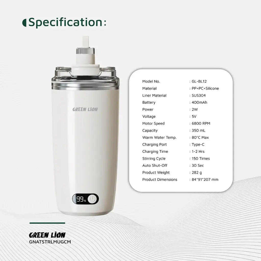 Auto-Stirring Mug 350mL Green Lion
