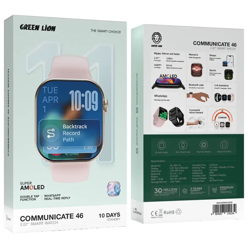Green Lion Communicate 46 Smart Watch – WhatsApp | Amoled screen