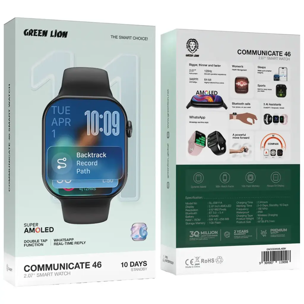 Green Lion Communicate 46 Smart Watch – WhatsApp | Amoled screen