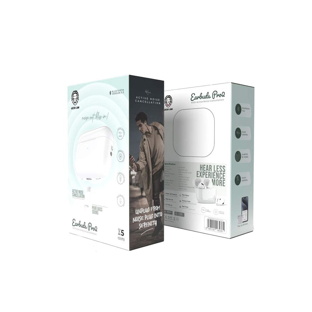 Green Lion True Wireless Earbuds Pro2 | Bluetooth 5.2 | ANC | 5-Hour Battery